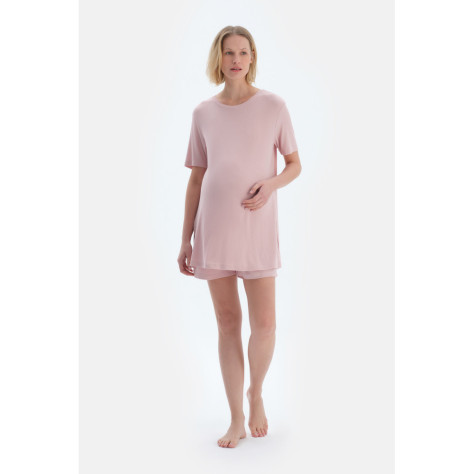 Cashorse Ensemble De Pyjama T-Shirt Short De Maternité Femme Rose Clair