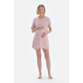 Cashorse Ensemble De Pyjama T-Shirt Short De Maternité Femme Rose Clair