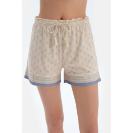 Ensemble De Pyjama T-Shirt Et Pantalon À Manches Courtes Col V Femme Ecru