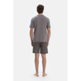 Ensemble De Pyjama T-Shirt Short Imprimé Manches Courtes Homme Gris
