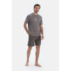 Ensemble De Pyjama T-Shirt Short Imprimé Manches Courtes Homme Gris